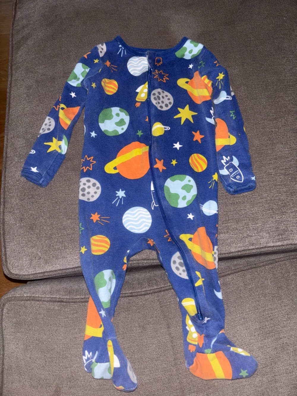 wonder nation Navy Blue Space Planet Print Footed One-Piece